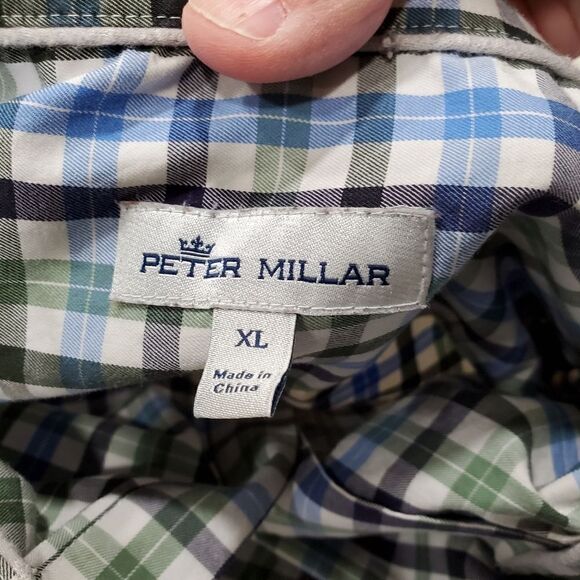 Peter millar button up mens size xl micro check button up 100% cotton preppy - Picture 8 of 8